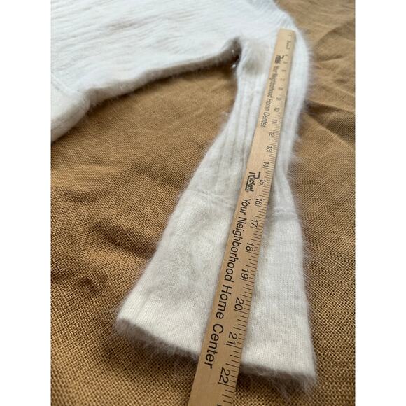 Angora Fuzzy Vintage sweater White turtleneck Pullover side zipper Sz S/M - Picture 5 of 11